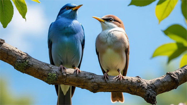 Ilustrasi burung betina dan jantan. (metaai-ftnews)